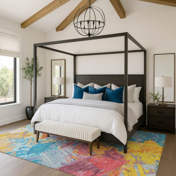 HomeRoots 8' X 10' Vibrant Abstract Washable Area Rug with UV Protection - Durable, Stylish & Easy Care! 697966