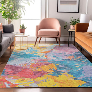 HomeRoots 8' X 10' Vibrant Abstract Washable Area Rug with UV Protection - Durable, Stylish & Easy Care! 697966
