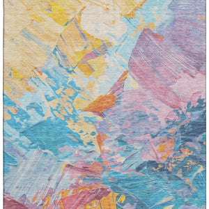HomeRoots 8' X 10' Vibrant Abstract Washable Area Rug with UV Protection - Durable, Stylish & Easy Care! 697966