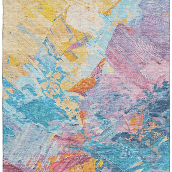 HomeRoots 8' X 10' Vibrant Abstract Washable Area Rug with UV Protection - Durable, Stylish & Easy Care! 697966