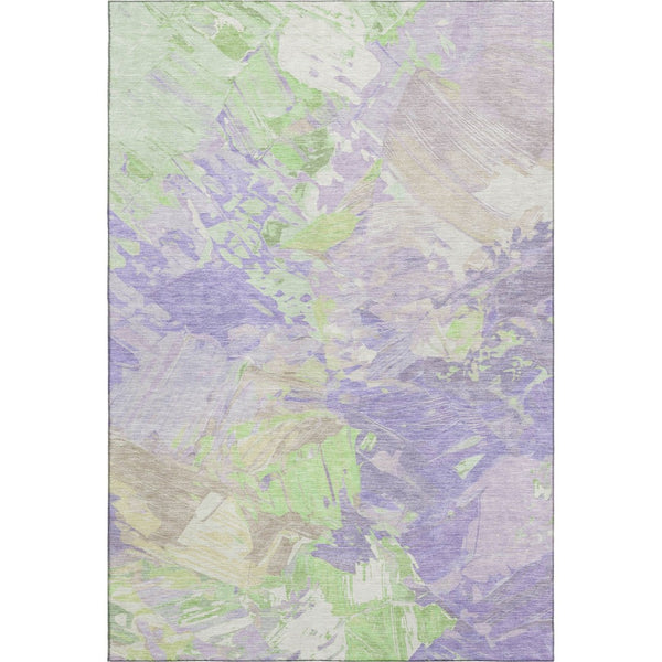 HomeRoots 5' X 8' Stylish Lavender Green & Beige Abstract Area Rug - Washable, UV-Protected & Non-Slip! 697976