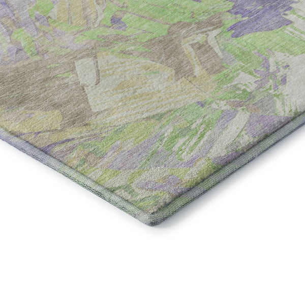 HomeRoots 5' X 8' Stylish Lavender Green & Beige Abstract Area Rug - Washable, UV-Protected & Non-Slip! 697976