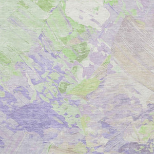 HomeRoots 5' X 8' Stylish Lavender Green & Beige Abstract Area Rug - Washable, UV-Protected & Non-Slip! 697976