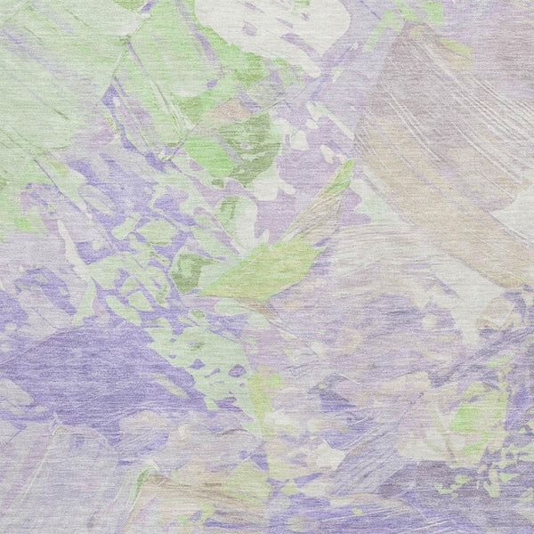 HomeRoots 8' X 10' Stylish Lavender Green Abstract Area Rug - Washable, UV Protected, Non-Slip, Durable Design 697978