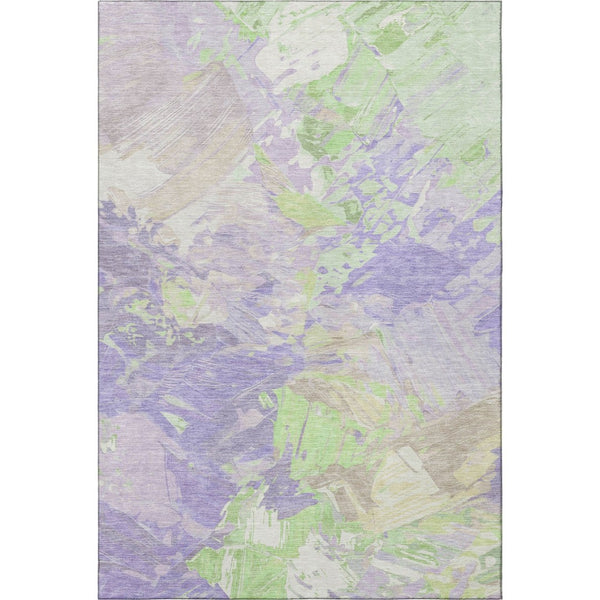 HomeRoots 9' X 12' Modern Abstract Area Rug in Lavender Green & Beige – Washable, UV Protected, Durable Design 697979