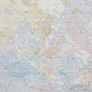 HomeRoots 5' X 8' Modern Abstract Washable Area Rug in Sky Blue, Beige & Mauve – UV Protected & Stain Resistant 697982