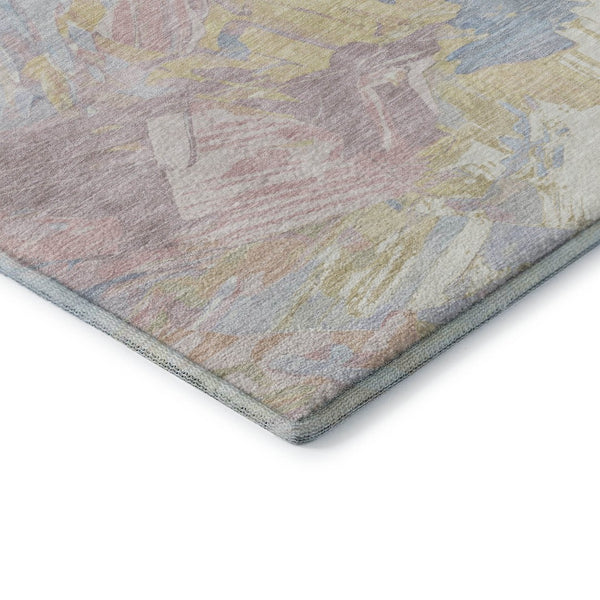 HomeRoots 8' Stylish Sky Blue, Beige & Mauve Abstract Round Rug – Washable, UV Protected for High-Traffic Areas 697983