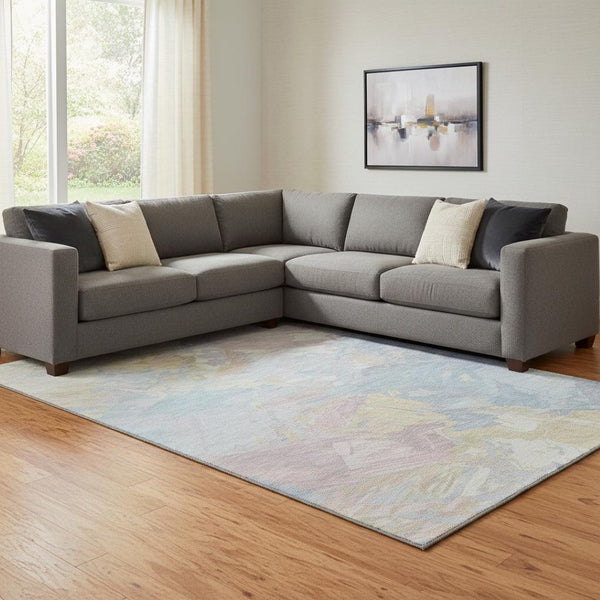 HomeRoots 8' X 10' Contemporary Abstract Washable Area Rug in Sky Blue and Mauve - UV Protected & Easy Care 697984
