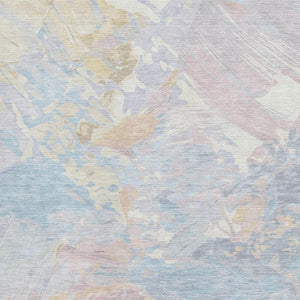 HomeRoots 8' X 10' Contemporary Abstract Washable Area Rug in Sky Blue and Mauve - UV Protected & Easy Care 697984