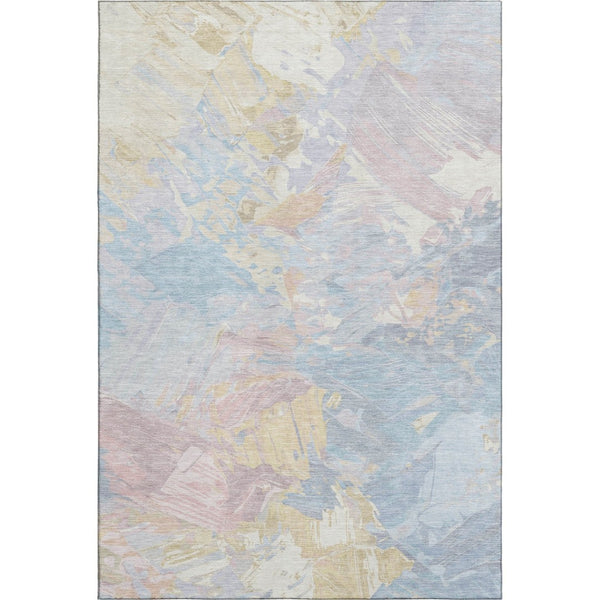 HomeRoots 9' X 12' Stylish Abstract Washable Area Rug in Sky Blue, Beige & Mauve - UV Protected, Stain Resistant 697985