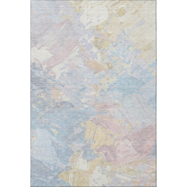 HomeRoots 9' X 12' Stylish Abstract Washable Area Rug in Sky Blue, Beige & Mauve - UV Protected, Stain Resistant 697985