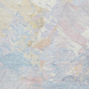 HomeRoots 10' x 14' Sky Blue Beige Mauve Abstract Area Rug - Washable, UV-Protected, Durable & Stylish Design 697986
