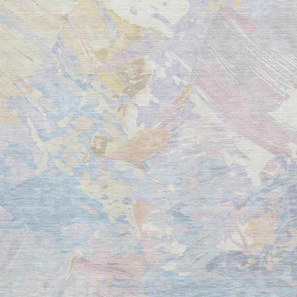 HomeRoots 10' x 14' Sky Blue Beige Mauve Abstract Area Rug - Washable, UV-Protected, Durable & Stylish Design 697986