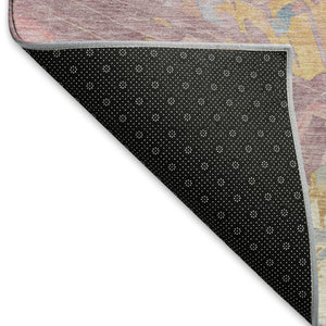 HomeRoots 8' X 10' Teal, Gold & Pink Abstract Washable Area Rug - Stylish, UV-Protected & Easy to Clean! 697990