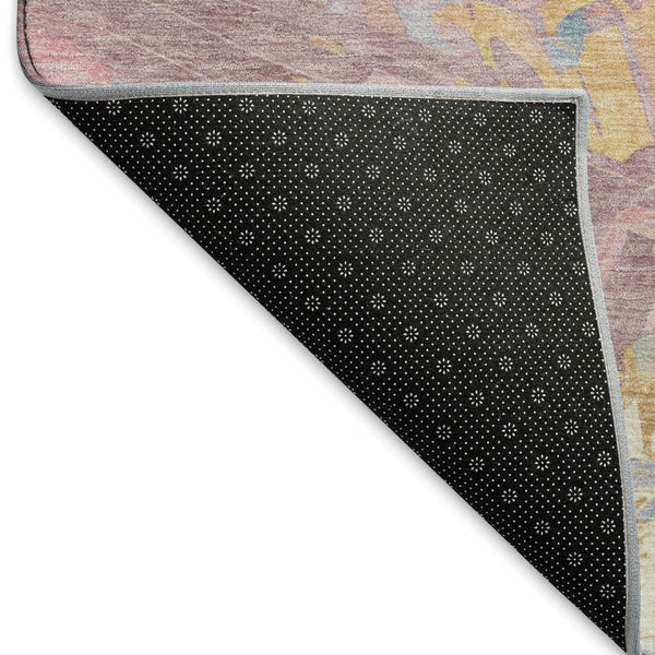 HomeRoots 8' X 10' Teal, Gold & Pink Abstract Washable Area Rug - Stylish, UV-Protected & Easy to Clean! 697990