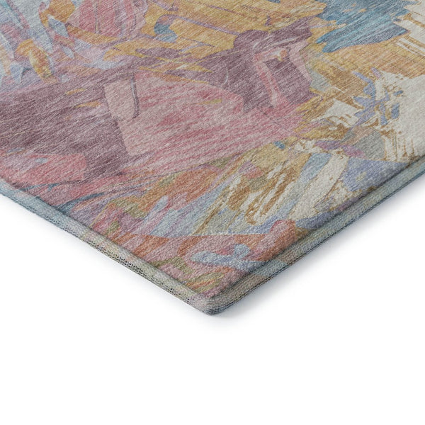 HomeRoots 8' X 10' Teal, Gold & Pink Abstract Washable Area Rug - Stylish, UV-Protected & Easy to Clean! 697990