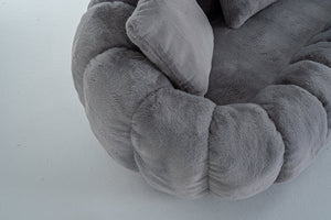 English Elm Floral-shaped Faux Fur Two Seater Sofa Sculptural Petal Design for Cozy Living Rooms Gray W2012P399202