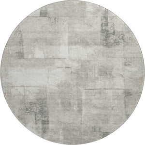 HomeRoots 8' Stylish Washable Round Rug in Beige, Taupe & Ivory - Durable, UV-Protected, Modern Design for Any Space 697995