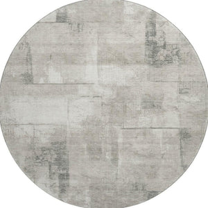 HomeRoots 8' Stylish Washable Round Rug in Beige, Taupe & Ivory - Durable, UV-Protected, Modern Design for Any Space 697995