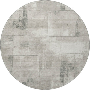 HomeRoots 8' Stylish Washable Round Rug in Beige, Taupe & Ivory - Durable, UV-Protected, Modern Design for Any Space 697995