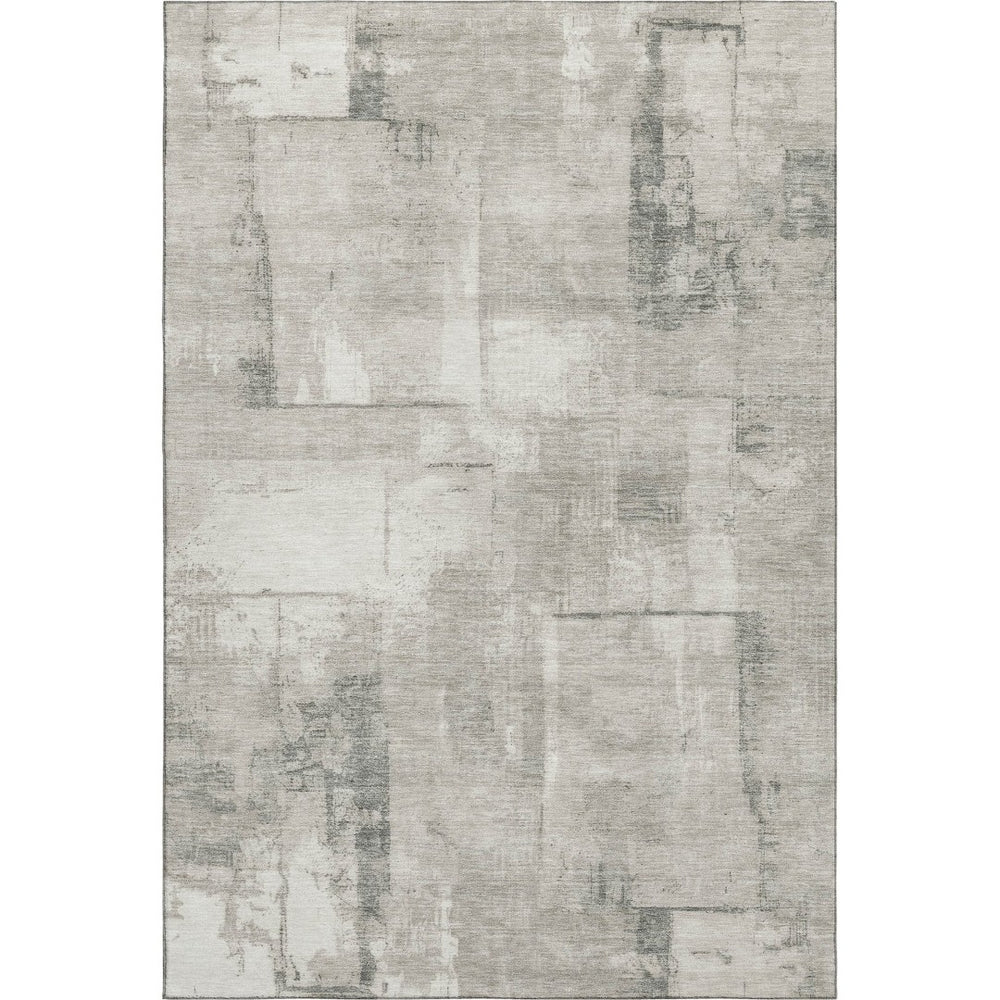 HomeRoots 8' X 10' Washable Beige Taupe & Ivory Geometric Area Rug with UV Protection for Everyday Living 697996