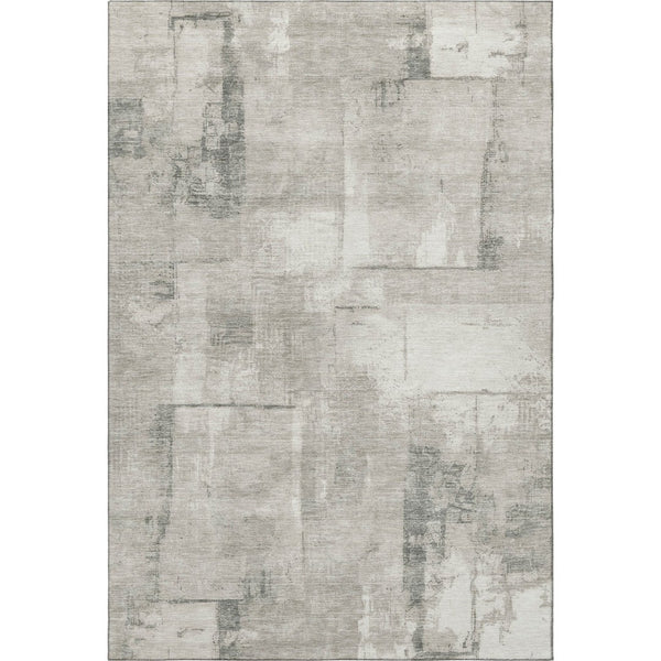 HomeRoots 9' X 12' Elegant Beige Taupe Ivory Geometric Area Rug - Washable, Stain-Resistant & UV Protected! 697997