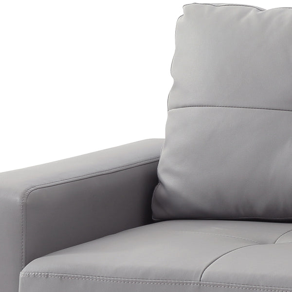 English Elm Modern Gray Sofa PU Track Arm 3-Seater 36"H x 71"W x 32"D - Stylish, Easy Assembly, Versatile Comfort for Living Rooms B078108260