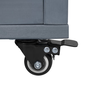 English Elm K&K 66.5" Outdoor Kitchen Island with 1.2" Stainless Steel Top, Ample Storage, Wheels & Bottle Opener Grey+Blue N707P250629G