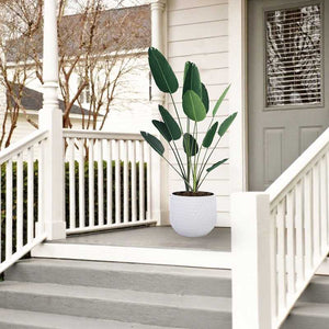 English Elm 3 Pieces Ceramic Flowerpot Set - Elegant Matte White Planters For Modern Home Décor & Gardens W3273P321548