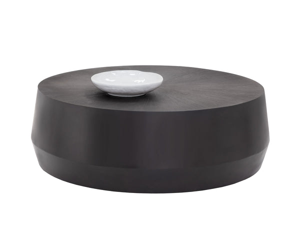Sunpan Creed Coffee Table - Hand-Etched Iron Design with Drum Base, Perfect for Modern Living Spaces Large - 48W x 48D x 15H