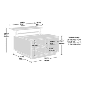 English Elm Lift-Top Coffee Table With Faux Marble Accent | Versatile Storage & Modern Design For Any Space B356P367748