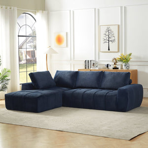 English Elm Faux Fur Tufted Oversized Sectional Plush Sleeper Sofa for Living Room Lounge W2339S00061