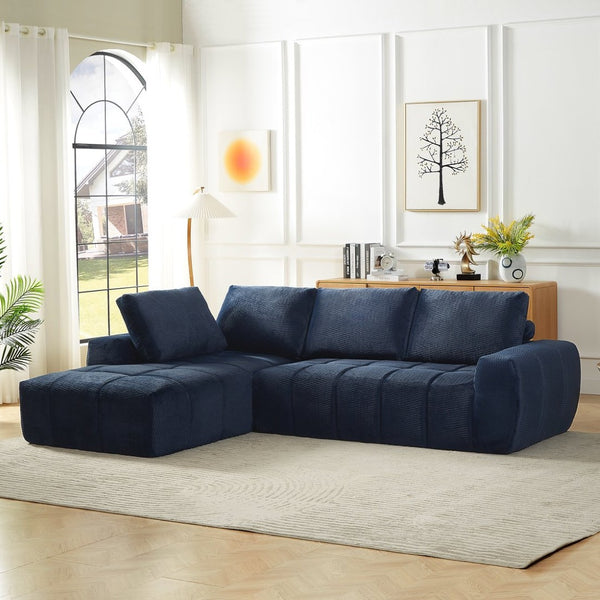 English Elm Faux Fur Tufted Oversized Sectional Plush Sleeper Sofa for Living Room Lounge W2339S00061