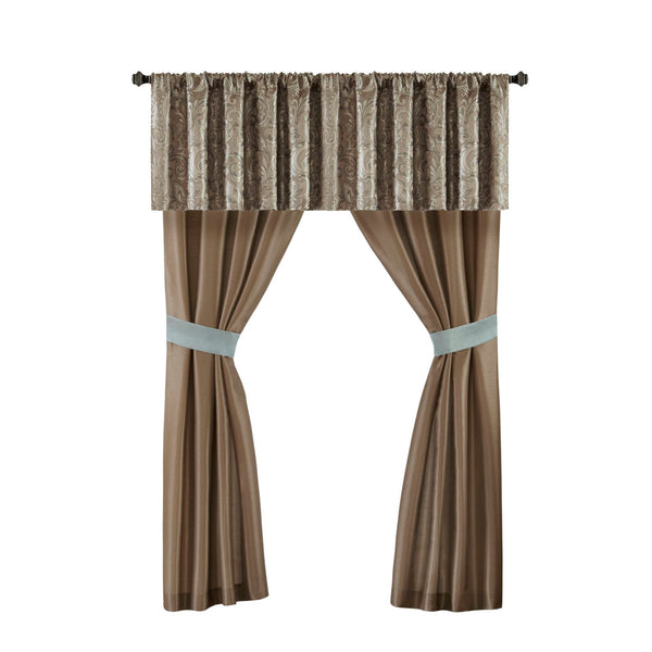 JLA Home Madison Park Essentials - 24 Paisley Jacquard Room in a Bag – 24-Piece Blue Taupe Bedding Set with Curtains, Hypoallergenic Comfort MPE10-224