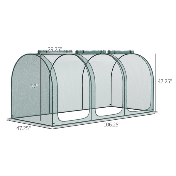 English Elm Outsunny 9' X 4' Crop Cage - Portable Plant Protection Tent With Zippered Doors & Ground Stakes W2225P174511-GIGA