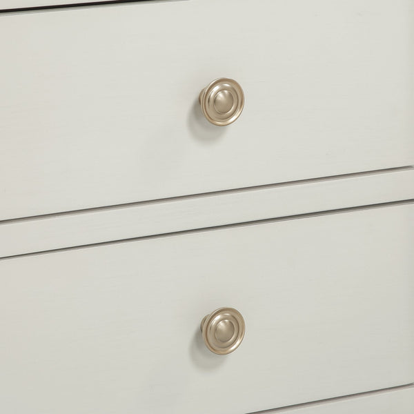 English Elm Winston 2-Drawer Storage Nightstand with Brushed Gold Knobs, Open Shelf, Fluted Legs, No Assembly Antique White B050P376955