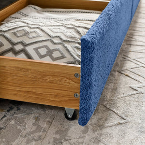 English Elm Queen Boucle Tufted Daybed Sofa with Storage Drawers Eucalyptus Frame Guest Room Blue W1413S00179