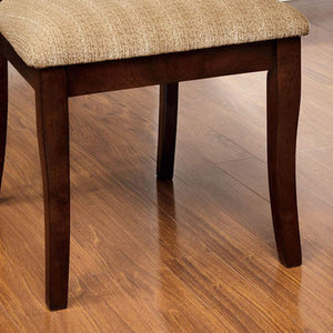 English Elm Contemporary Solid Wood Round Pedestal Dining Set Seats Four in Brown Cherry Finish B2741S00803
