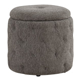 OSP Home Furnishings Erindale Round Storage Ottoman Stone