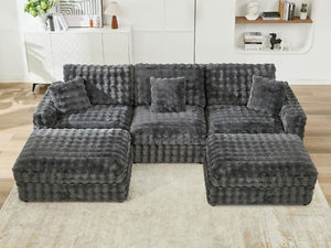 English Elm M5444 Modular Dark Grey Sofa Sectional With Armless Chair & 2 Versatile Ottomans For Custom Comfort W1805S00159