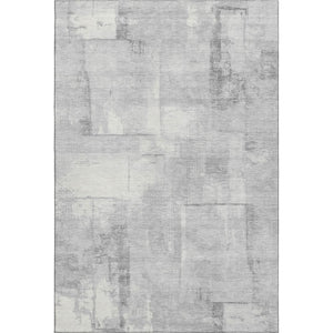 HomeRoots 9' X 12' Washable Gray Silver Ivory Geometric Area Rug with UV Protection for High-Traffic Homes 698003