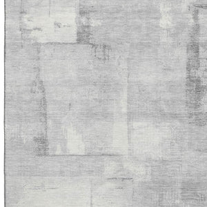 HomeRoots 9' X 12' Washable Gray Silver Ivory Geometric Area Rug with UV Protection for High-Traffic Homes 698003