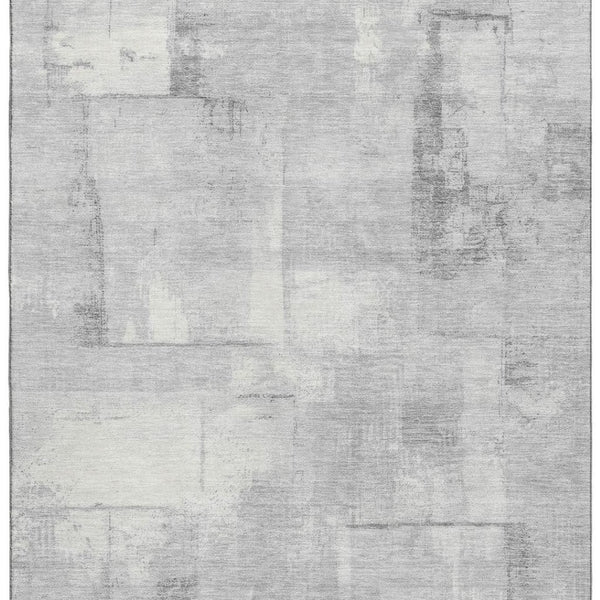 HomeRoots 10' X 14' Gray Silver & Ivory Geometric Area Rug - Washable, UV Protected, Perfect for High-Traffic Areas! 698004