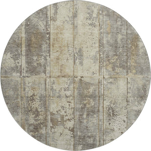 HomeRoots 8' Striped Beige Wheat and Taupe Washable Round Rug – Durable, UV Protected, Perfect for Busy Homes 698008