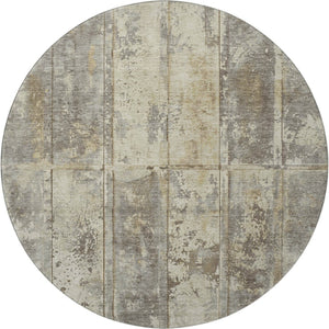 HomeRoots 8' Striped Beige Wheat and Taupe Washable Round Rug – Durable, UV Protected, Perfect for Busy Homes 698008