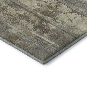 HomeRoots 10' X 14' Beige Striped Area Rug - Washable, UV Protected, Stain-Resistant for Homes with Kids & Pets 698011