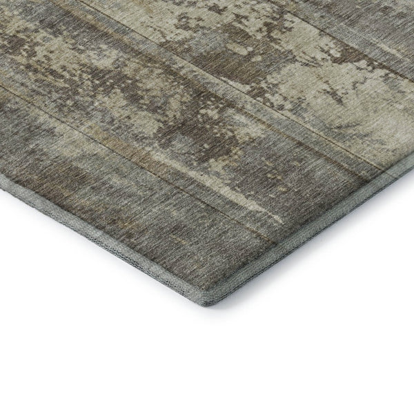 HomeRoots 10' X 14' Beige Striped Area Rug - Washable, UV Protected, Stain-Resistant for Homes with Kids & Pets 698011