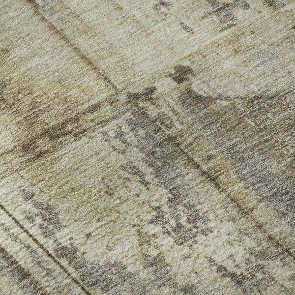 HomeRoots 10' X 14' Beige Striped Area Rug - Washable, UV Protected, Stain-Resistant for Homes with Kids & Pets 698011
