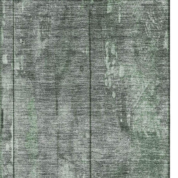 HomeRoots 5' Green and Gray Striped Washable Area Rug - UV Protected, Stain-Resistant, Perfect for High-Traffic Areas 698013