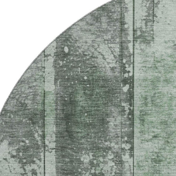 HomeRoots 8' Green and Gray Striped Washable Round Rug – UV Protected, Non-Slip, Perfect for High-Traffic Areas 698014